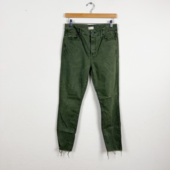 Mother High Waisted Looker Ankle Fray Green The First Move Jeans Size 30 - Picture 1 of 6